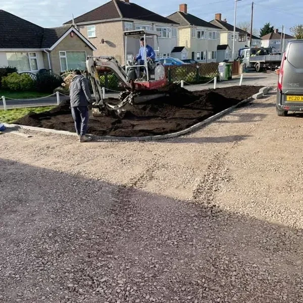 Front garden being dug out for a new driveway