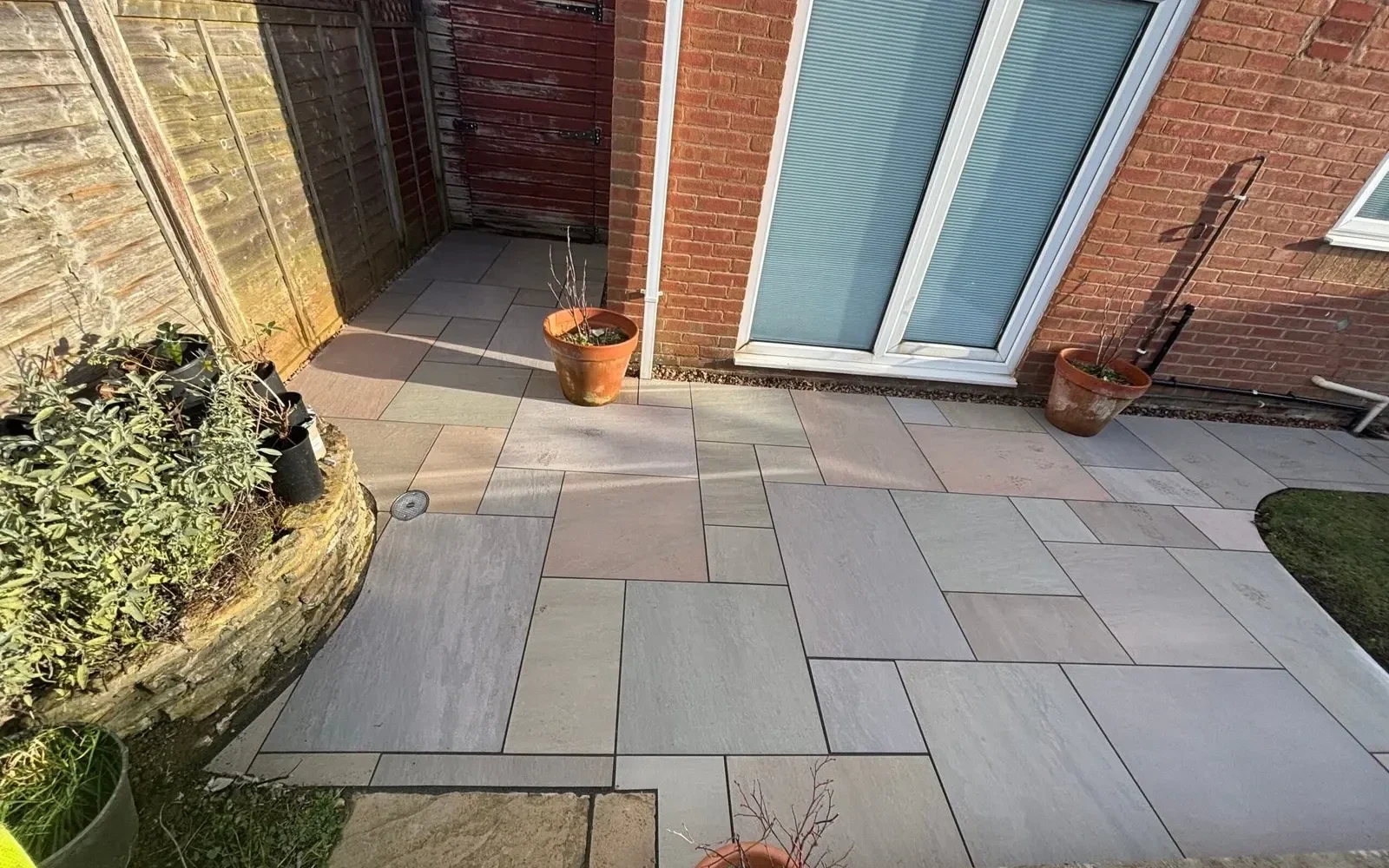 Paved garden patio and path