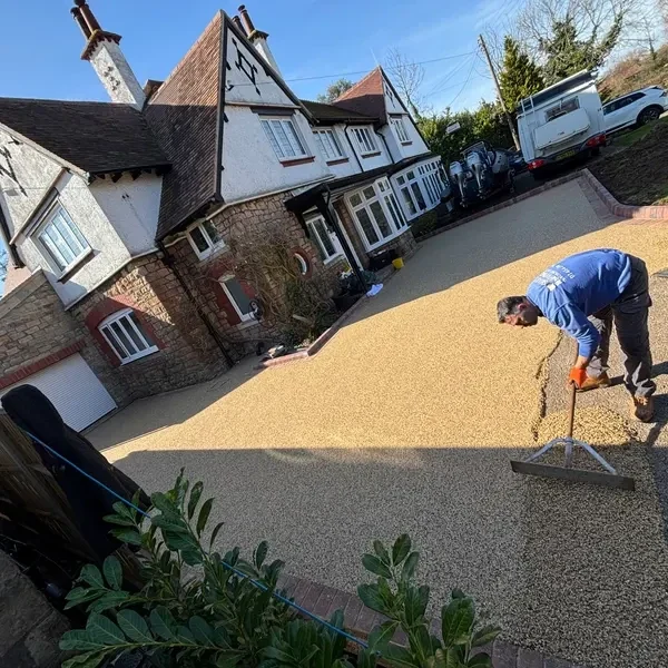 Resin bound being laid by hand