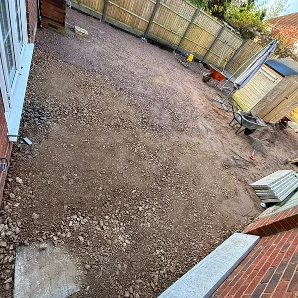 Ground excavated beside a house