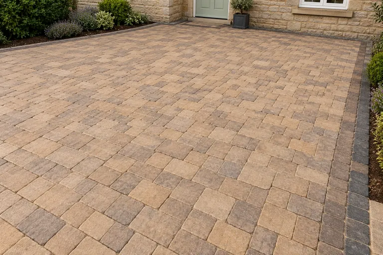 Warm buff blocks, illustration of block paving