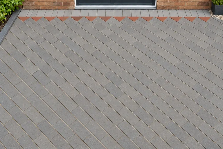 Triangular inlay border, illustration of block paving