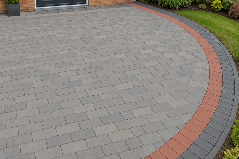 Curved contrasting border, illustration of block paving