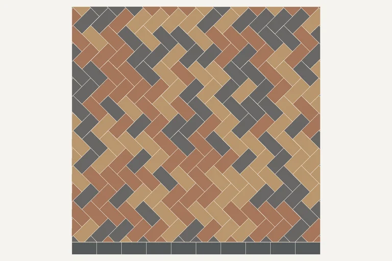 45° herringbone, laying diagram of block paving