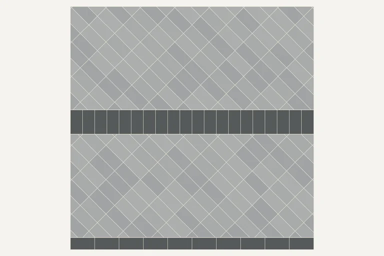 45° stack bond with band, laying diagram of block paving