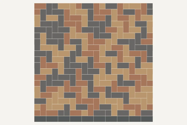90° herringbone, laying diagram of block paving
