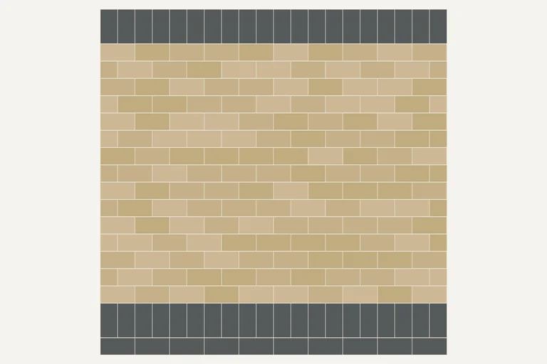 Stretcher bond with contrasting headers, laying diagram of block paving