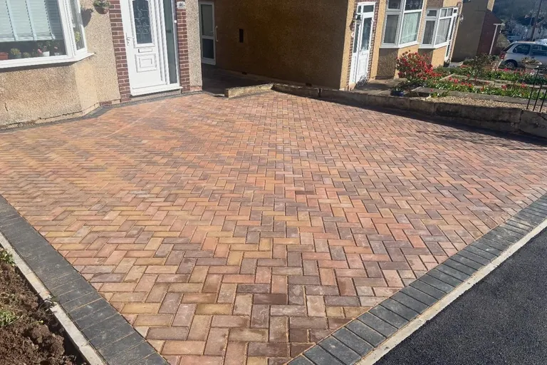 Brindle herringbone block paving driveway laid by Smart Paving