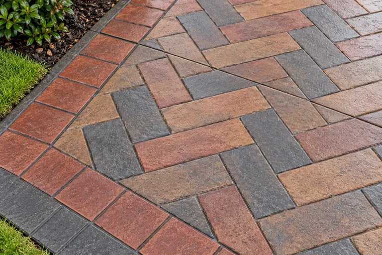 Brick border, illustration of imprinted concrete
