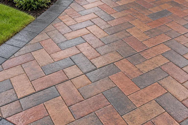 Herringbone brick, illustration of imprinted concrete