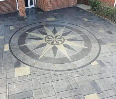 Sixteen-point star, photo of imprinted concrete