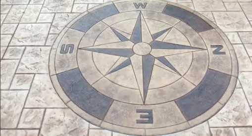 Compass circle, photo of imprinted concrete