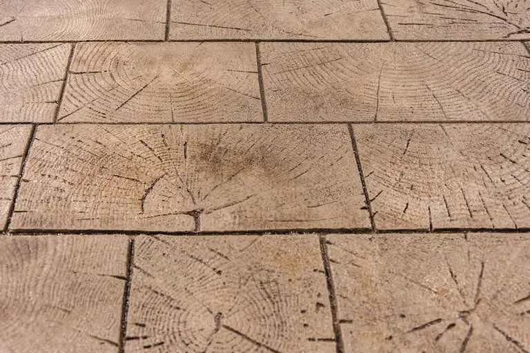 Wood paver, cobble, photo of imprinted concrete