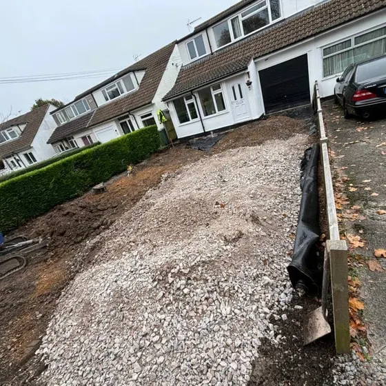Driveway dug out with a new stone sub-base