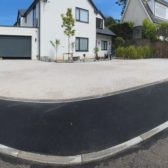 New kerbs along a driveway edge