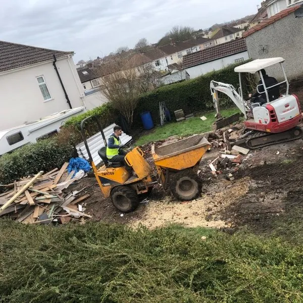 Site clearance with a digger and dumper