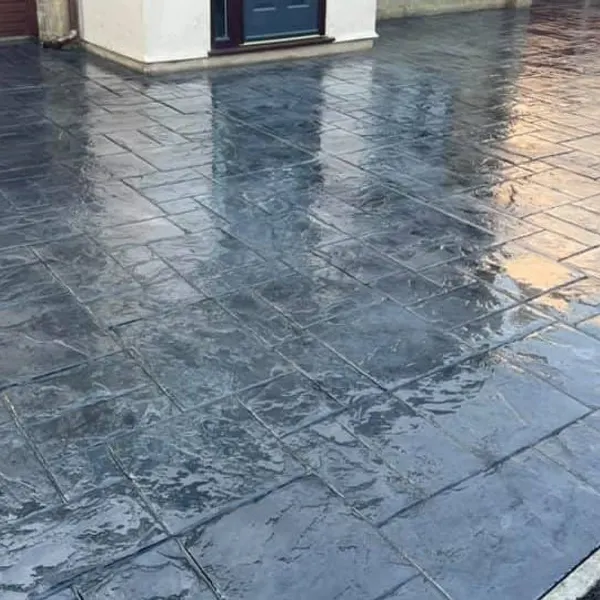 Grey slate-print imprinted concrete