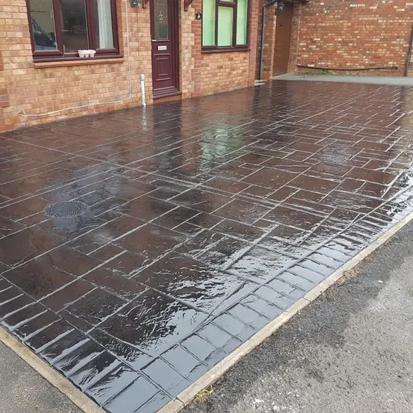 Charcoal brick-print imprinted concrete