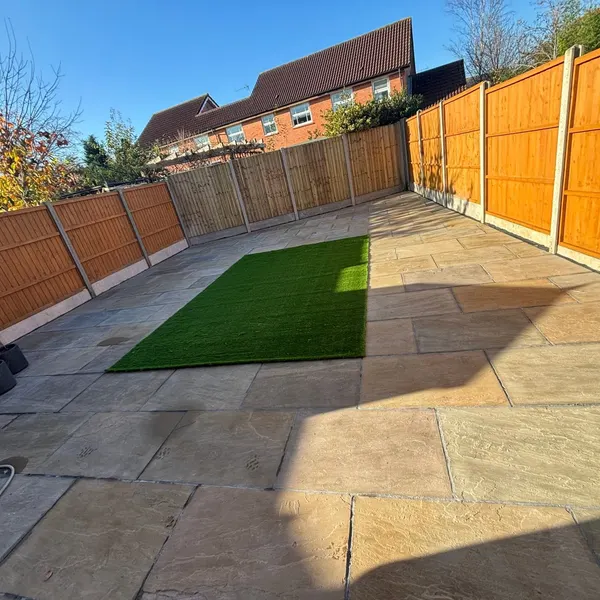 Buff slab patio