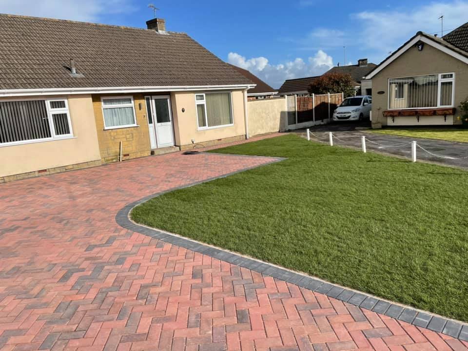 block paving and turf