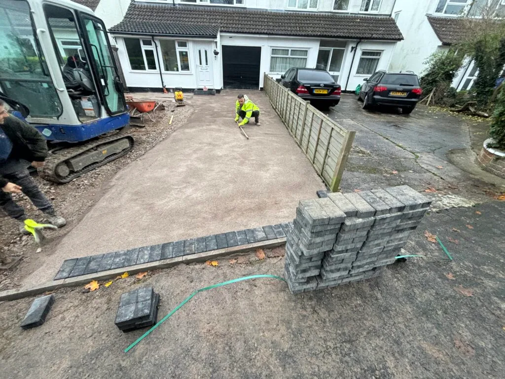 block paving project Bristol herringbone pattern